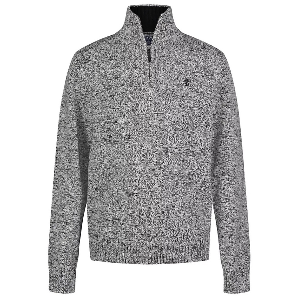 IZOD Quarter Zip Pullover Sweater Gray Heather Long Sleeve Youth Boys